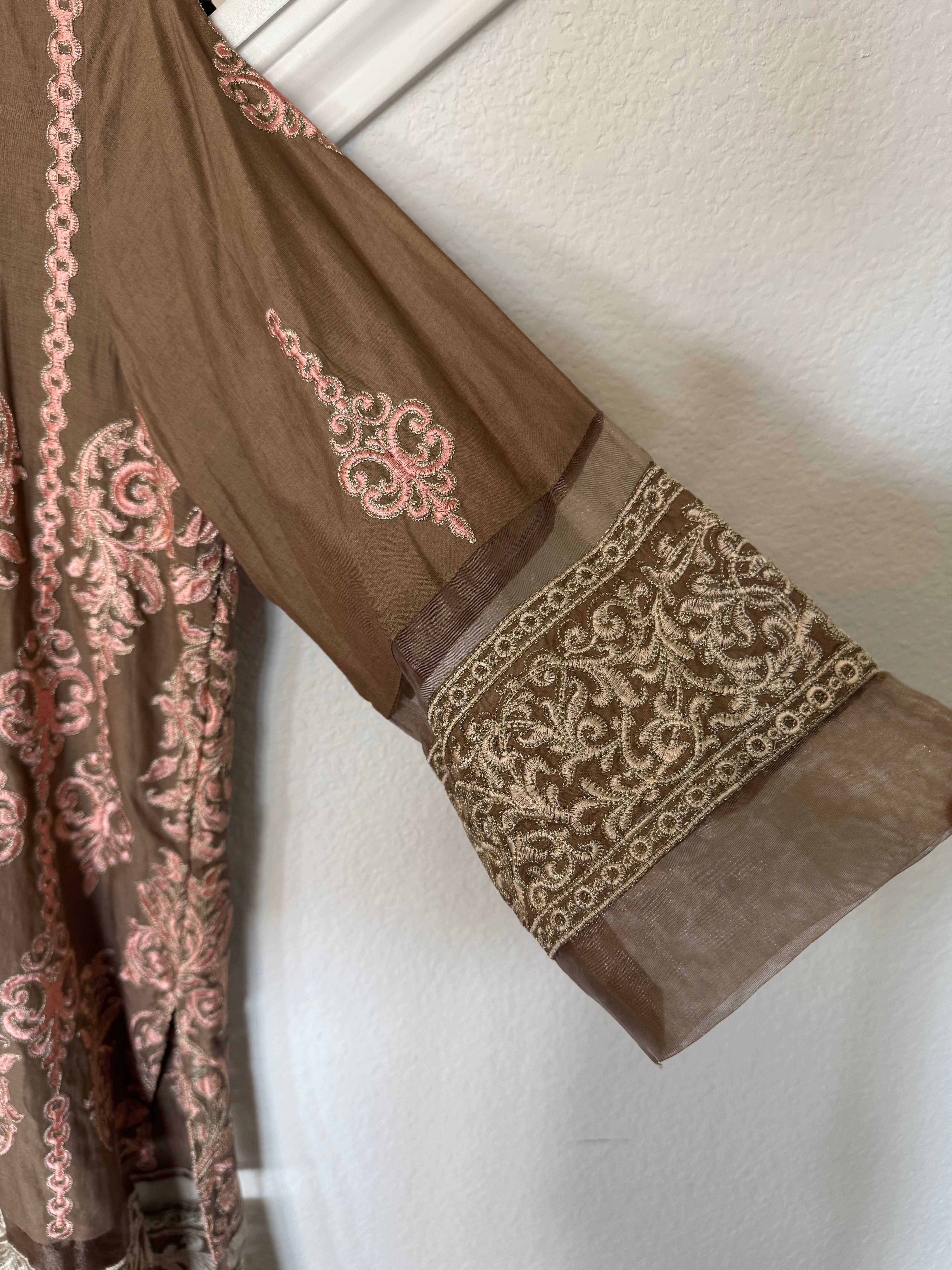 Embroidered Brown Kurta