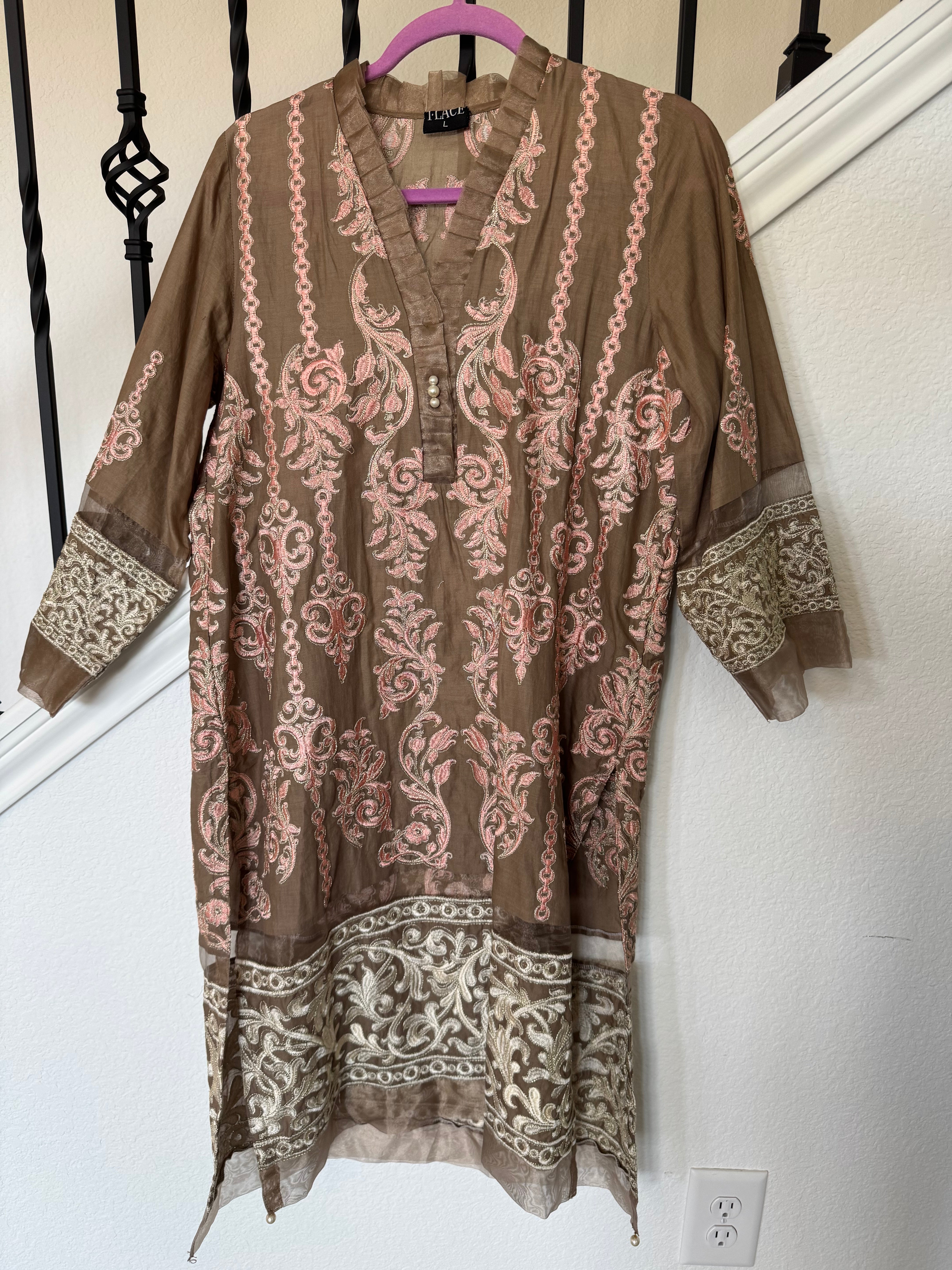 Embroidered Brown Kurta