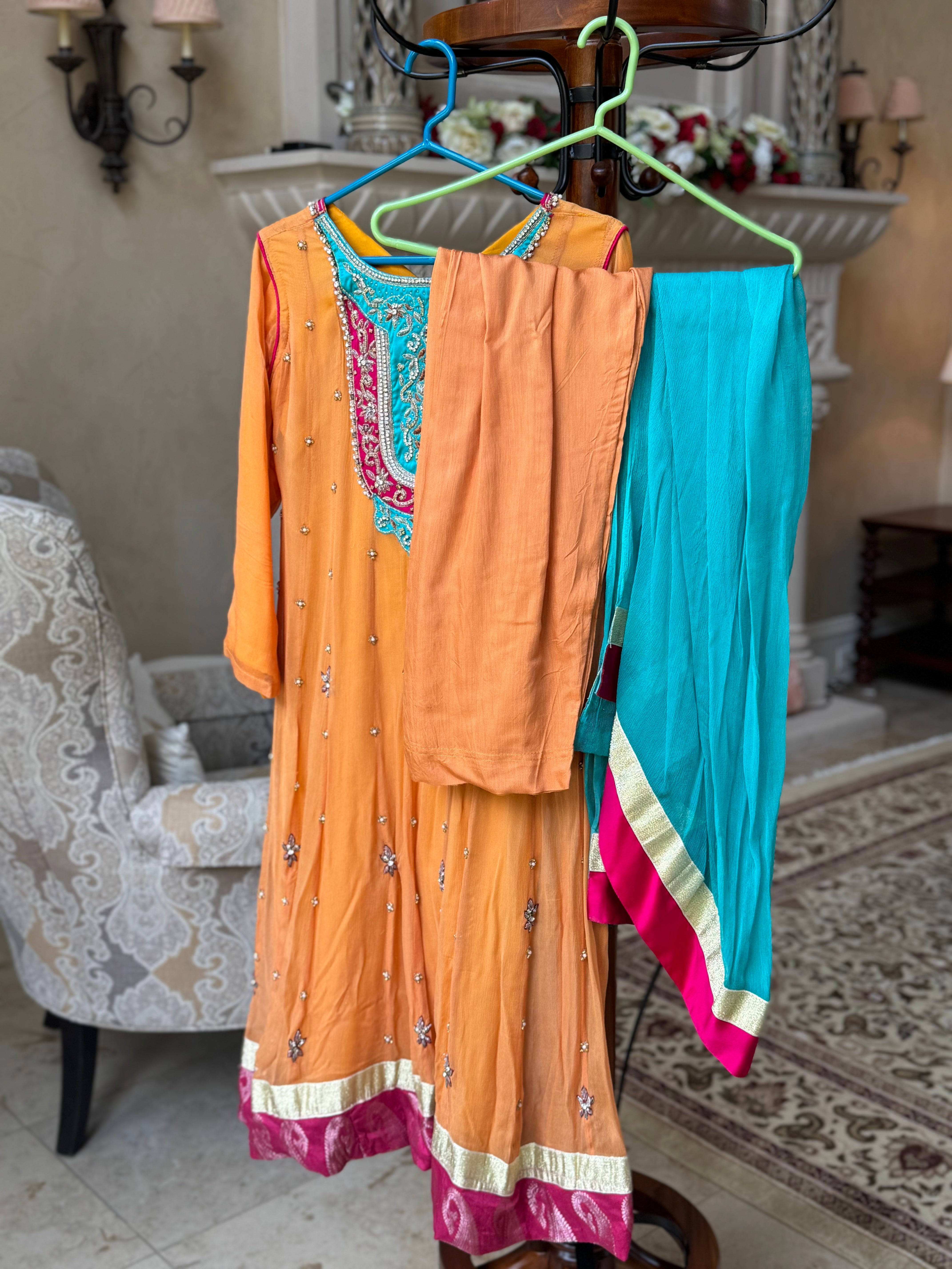 Marigold 3-Piece Party Wear