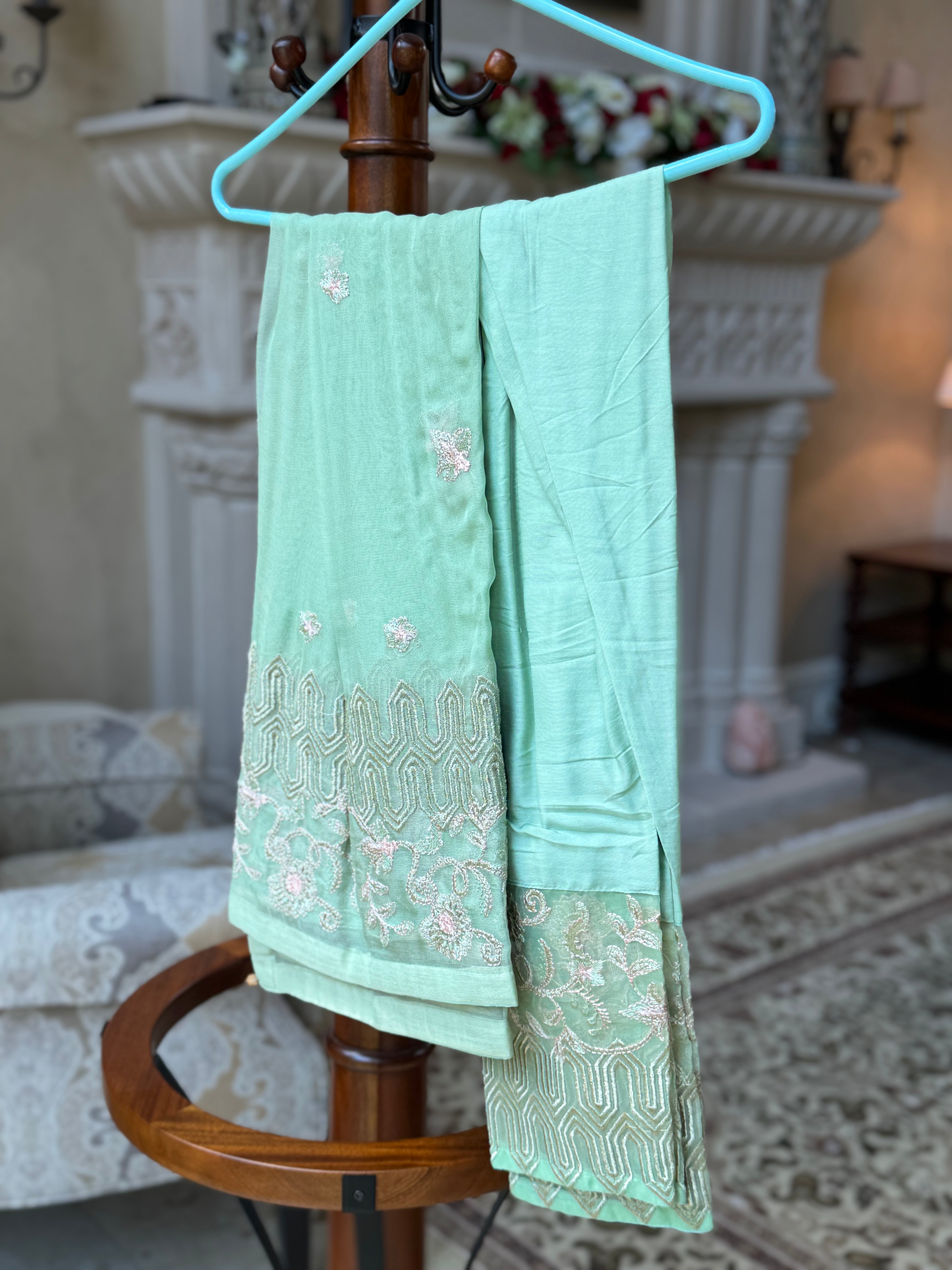 Mint 3-Piece Party Wear