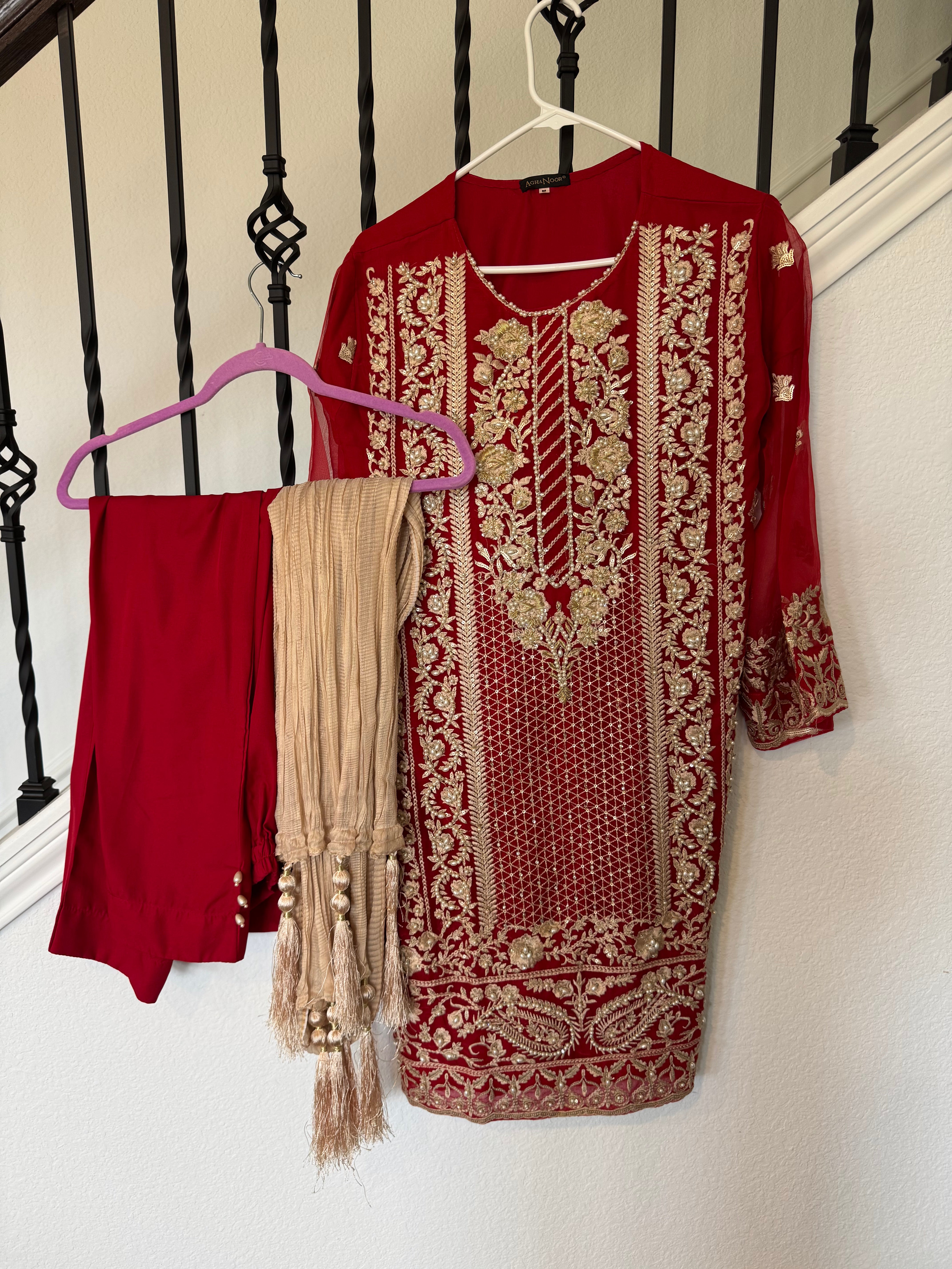 Red 3-Piece Party Wear